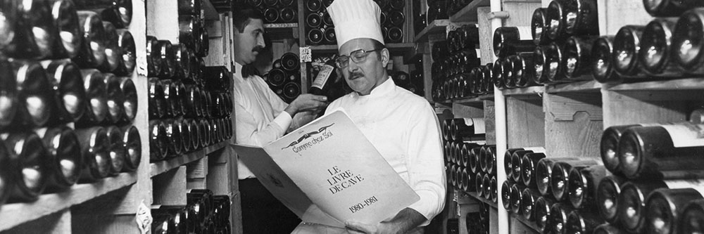 Pierre Wynants in the wine cellar of restaurant Comme chez Soi.