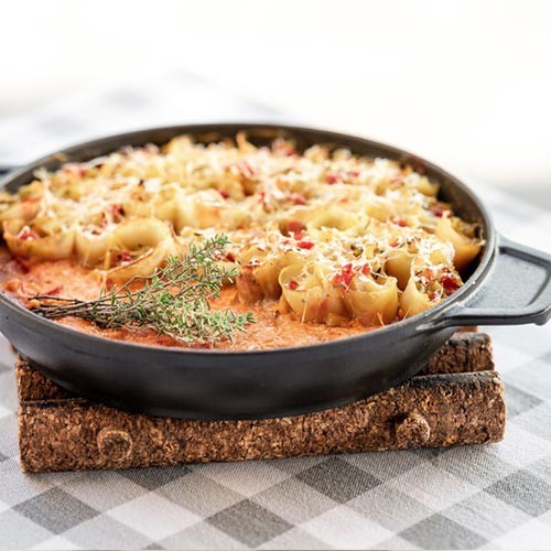 Gegratineerde Allians cannelloni met Oud Brugge kaas