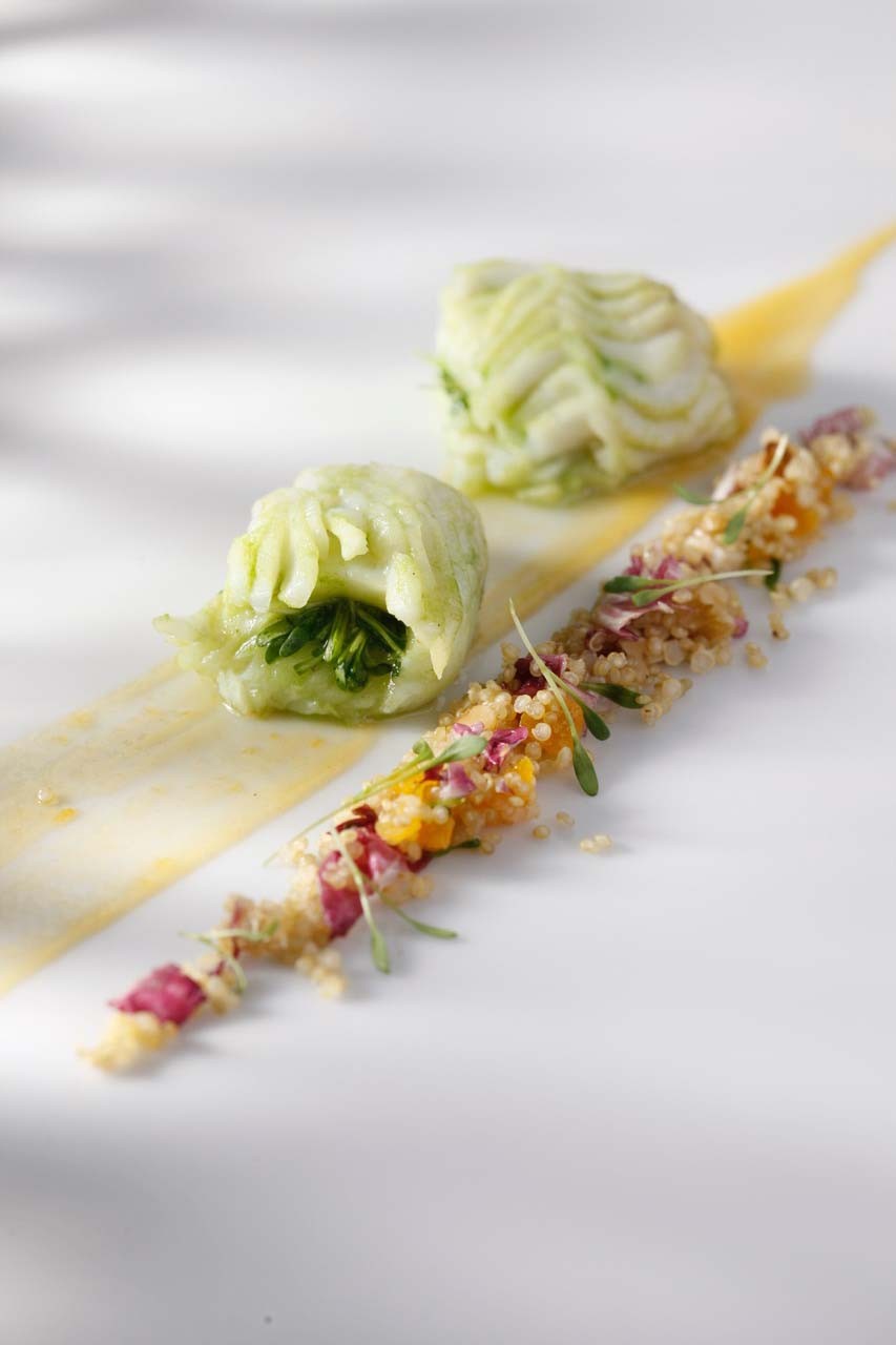 Steamed Cod with Cress, Apricot, Radicchio, Walnut, Quinoa and Légumaise® Vietnam